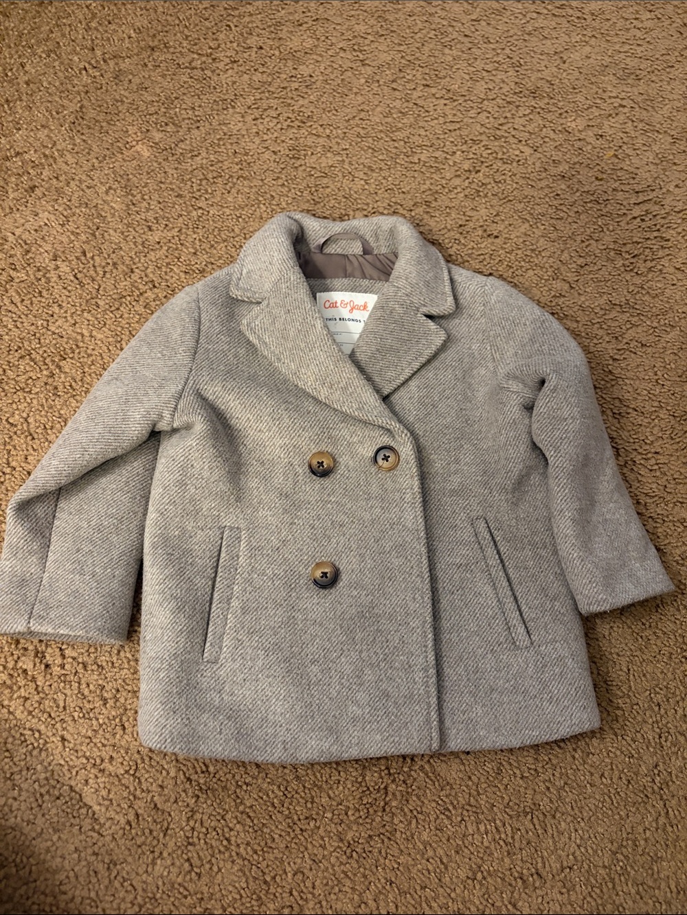 Cat & Jack Toddler Gray Double-Breasted Pea Coat